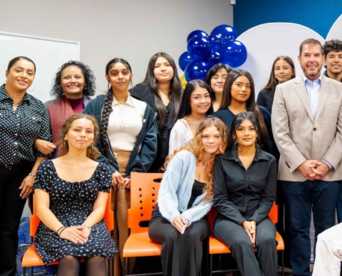 A full-group photo of Fresno BHC Youth Internships Program participants and mentors, celebrating the accomplishments of diverse young leaders and inspiring others to join the program.