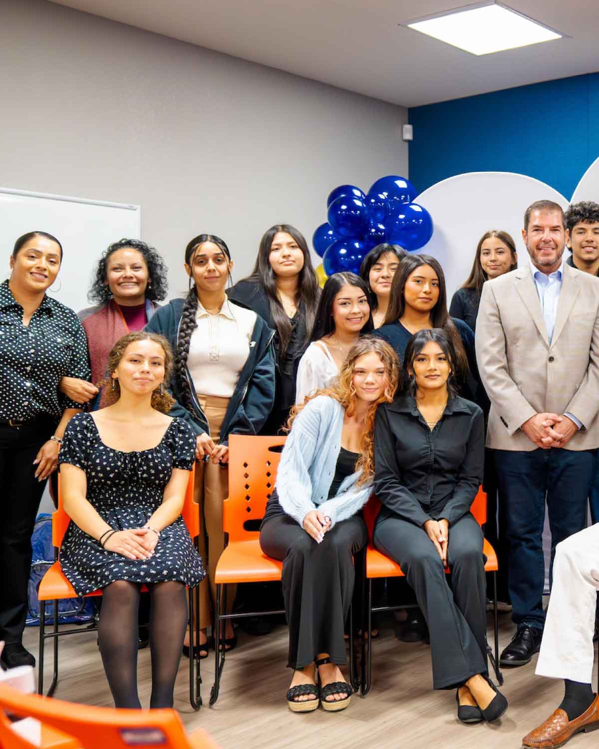 A full-group photo of Fresno BHC Youth Internships Program participants and mentors, celebrating the accomplishments of diverse young leaders and inspiring others to join the program.