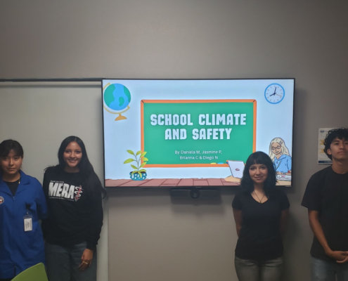 Group of student interns presenting School Climate and Safety project focused on mental health and restorative justice