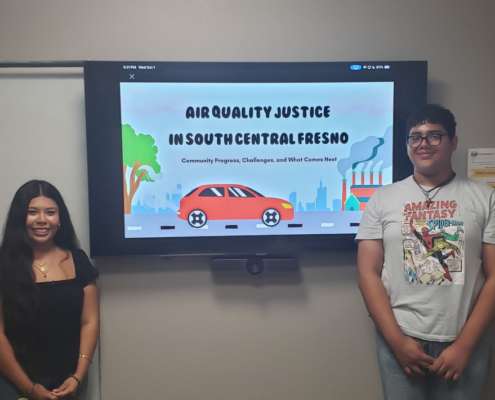 Students presenting their Air Quality Justice in South Central Fresno project highlighting pollution impacts