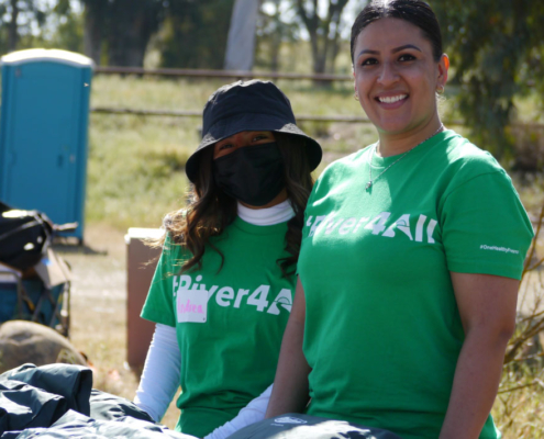 Fresno BHC staff and volunteers in #River4All shirts supporting environmental education along the San Joaquin River